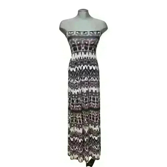 Cynthia Rowley  Maxi Dress Long Strapless Boho Bohemian Ikat Beach - Picture 1 of 5